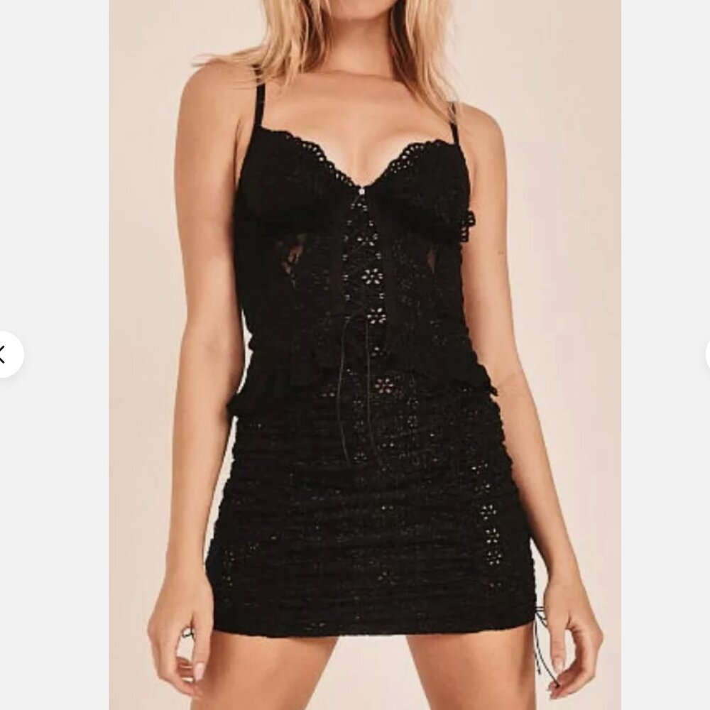 For Love And Lemons Black Lace Mini Dress